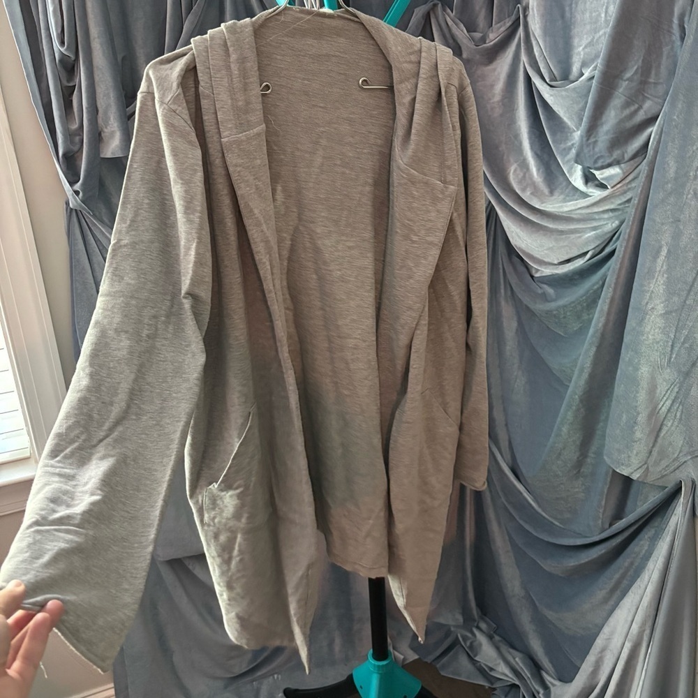 LOFT Heather Gray hooded sweater jacket